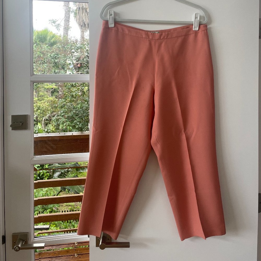 Tommy Bahama‎ Silk Cropped Pants with Side Zipper in Coral, Size 14